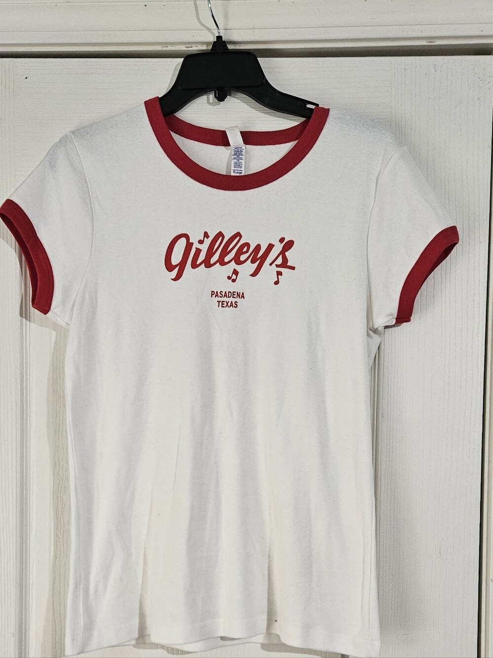 Gilley's Pasadena Texas Ringet White Tee with Red Trim NWOT Size XL